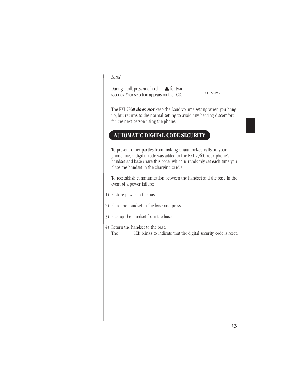 Editing a phone number in memory 16, Automatic digital code security | Uniden 1EXI7960 User Manual | Page 17 / 33