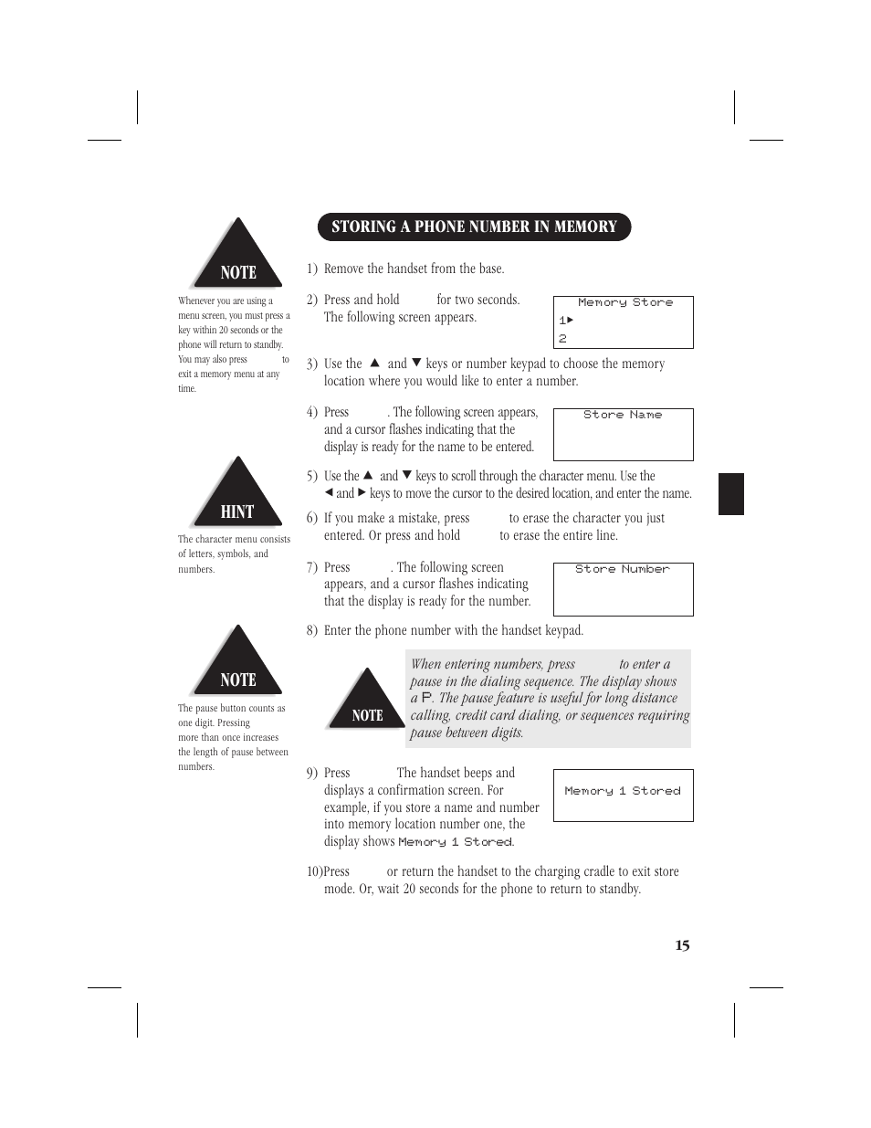 Using memory dialing 18, Chain dialing 18, Hint | Uniden 1EXI7960 User Manual | Page 19 / 33