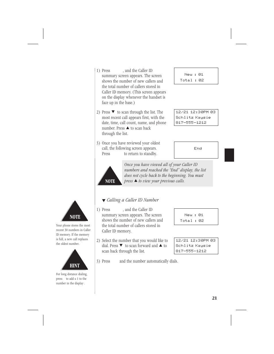 Using redial 24, Using the tone feature 24, Selecting a different channel 24 | Traveling out-of-range 24, Hint | Uniden 1EXI7960 User Manual | Page 25 / 33