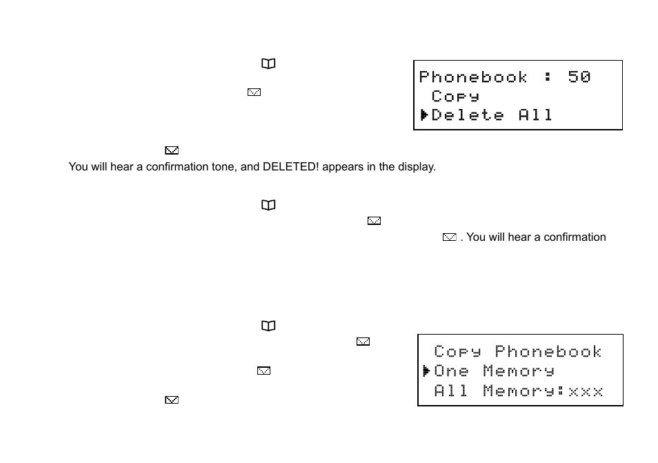 Deleting phonebook entries, Deleting all the phonebook entries at once, Copying phonebook entries to another handset | Deleting.phonebook.entries, Copying.phonebook.entries.to.another.handset | Uniden DCT738 User Manual | Page 25 / 76