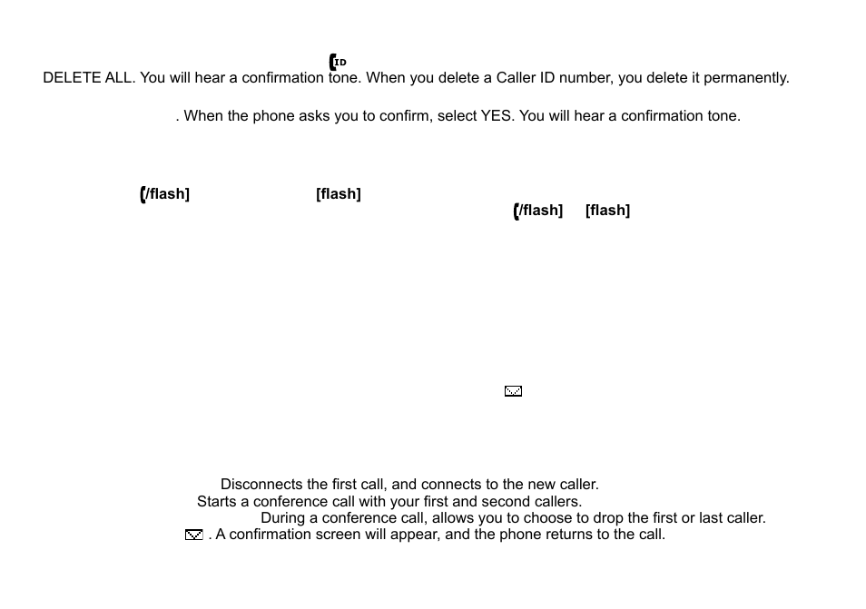 Deleting caller id numbers, Using call waiting, Using call waiting deluxe | Uniden DCT738 User Manual | Page 32 / 76