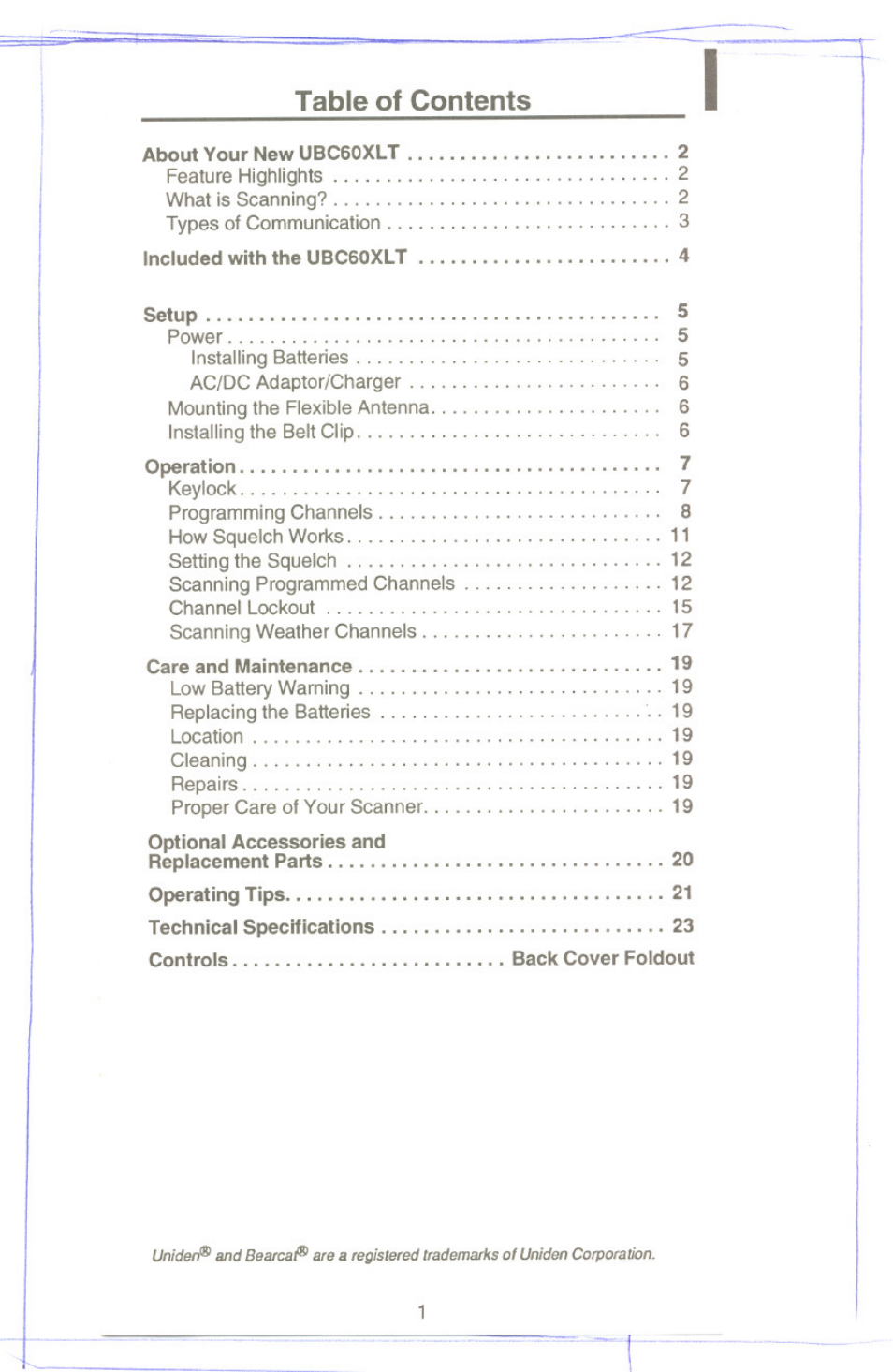 Uniden UBC60XLT User Manual | Page 3 / 28