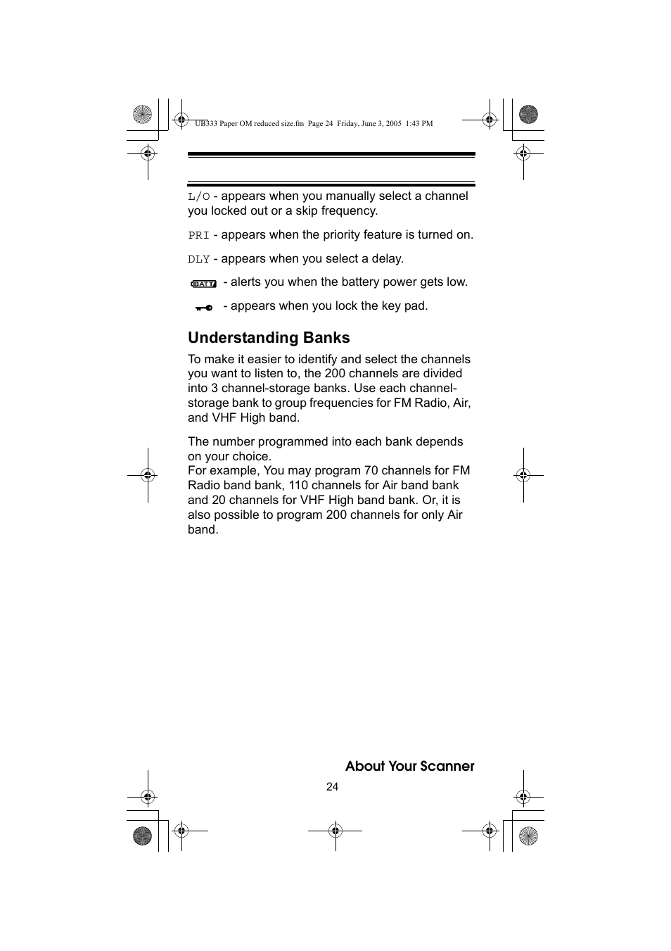 Understanding banks | Uniden UBC30XLT User Manual | Page 24 / 40