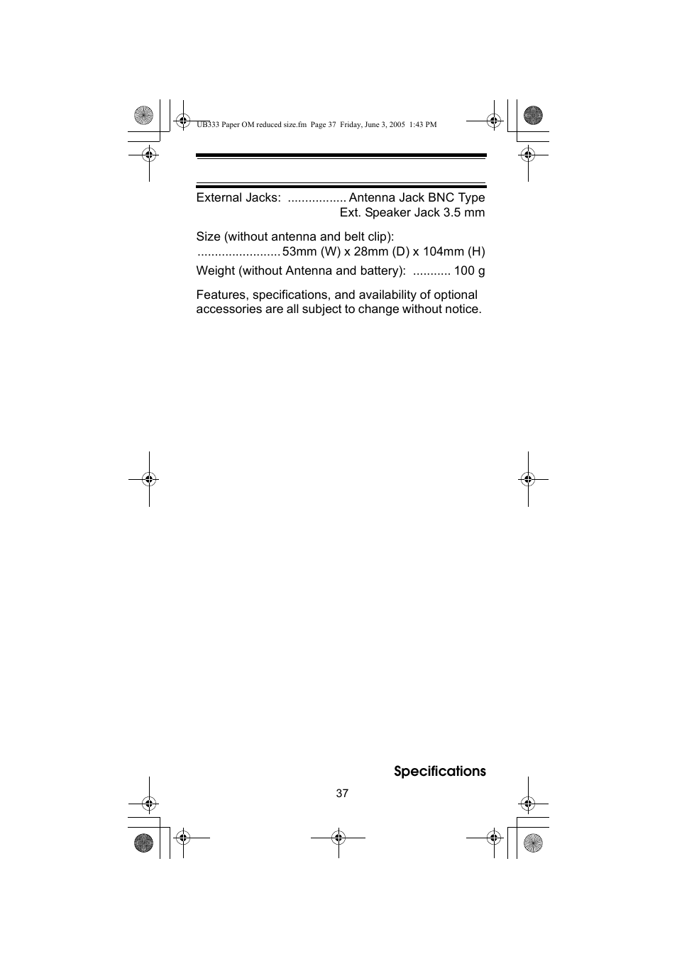 Uniden UBC30XLT User Manual | Page 37 / 40