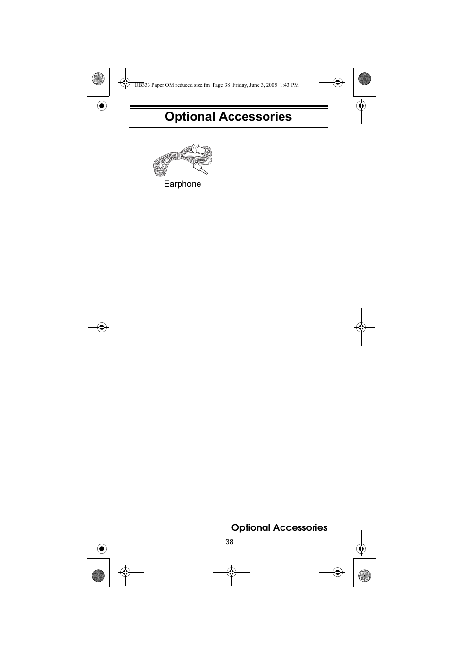 Optional accessories | Uniden UBC30XLT User Manual | Page 38 / 40