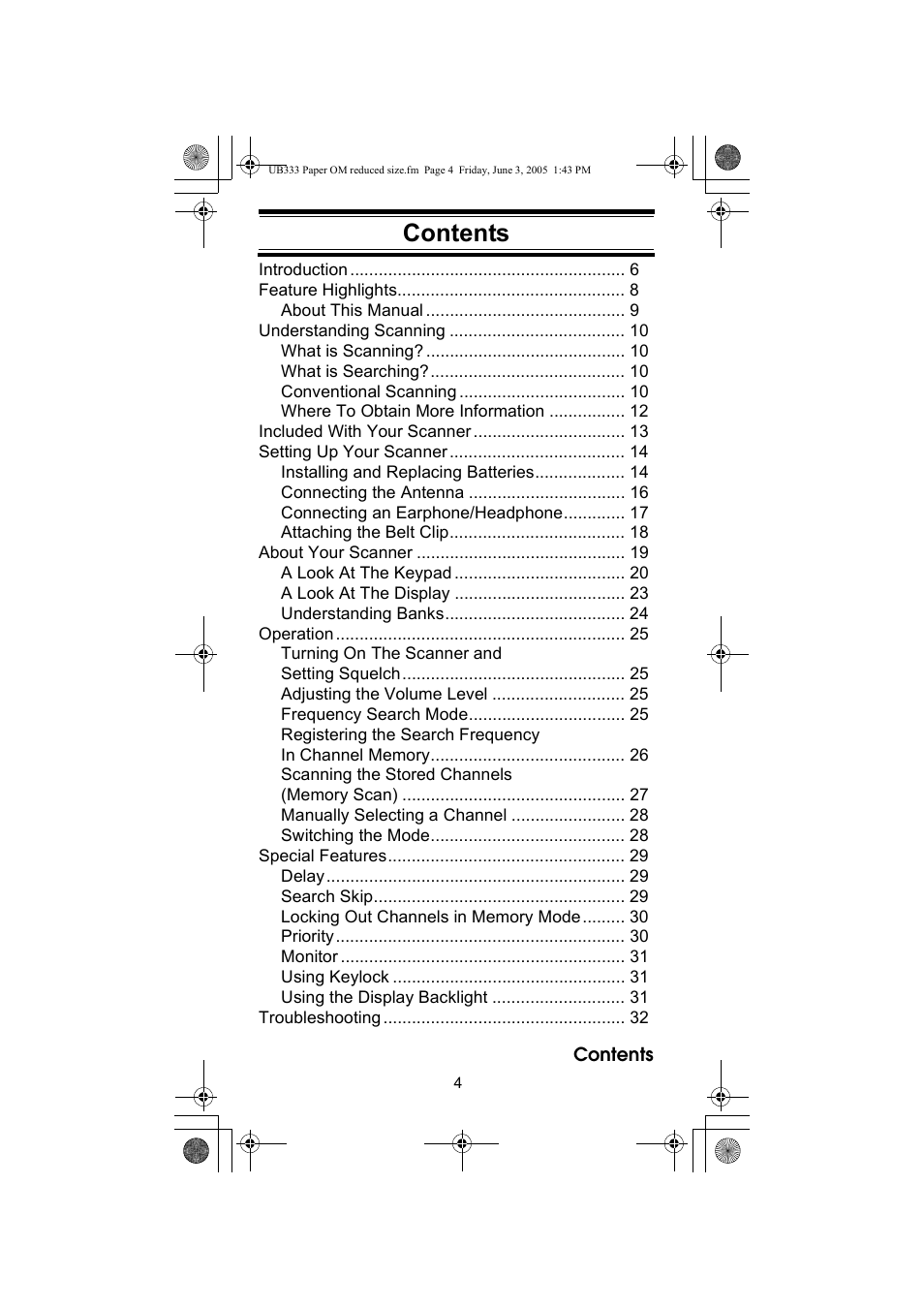 Uniden UBC30XLT User Manual | Page 4 / 40