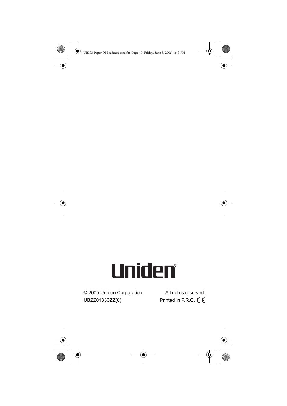 Uniden UBC30XLT User Manual | Page 40 / 40