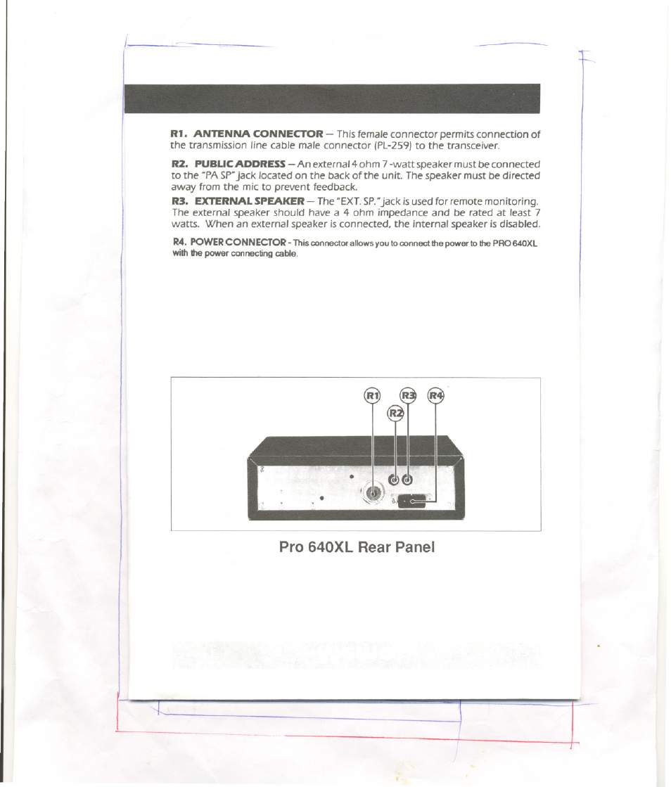 Pro 640xl rear panel | Uniden PRO 640XL User Manual | Page 5 / 12