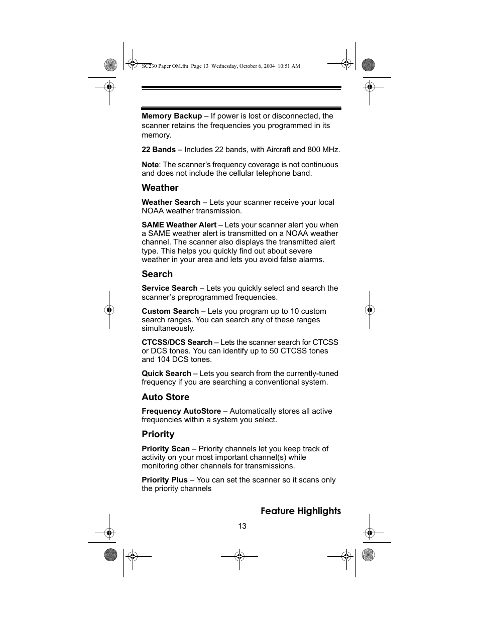 Uniden SC230 User Manual | Page 13 / 99