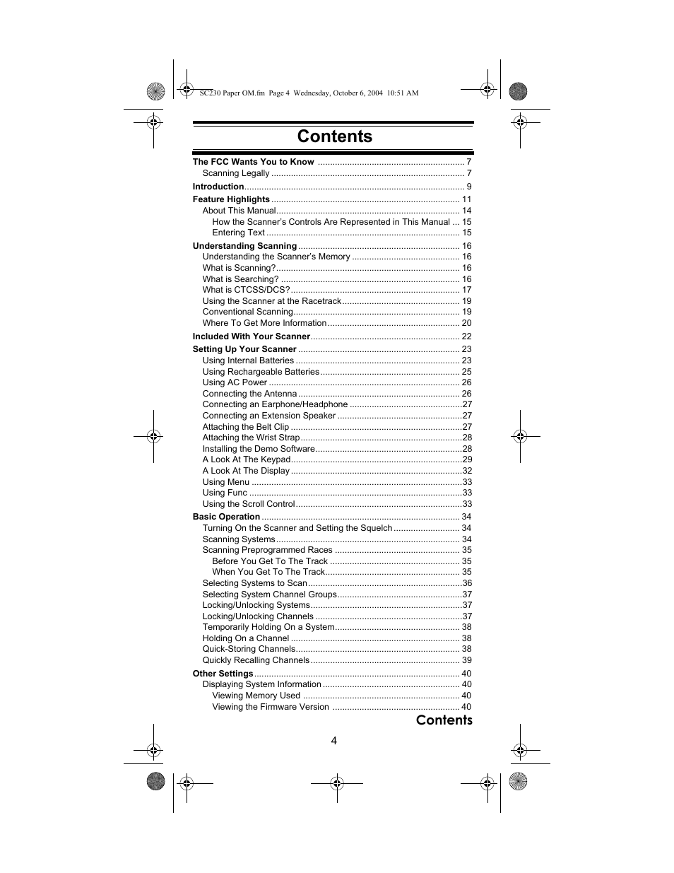 Uniden SC230 User Manual | Page 4 / 99