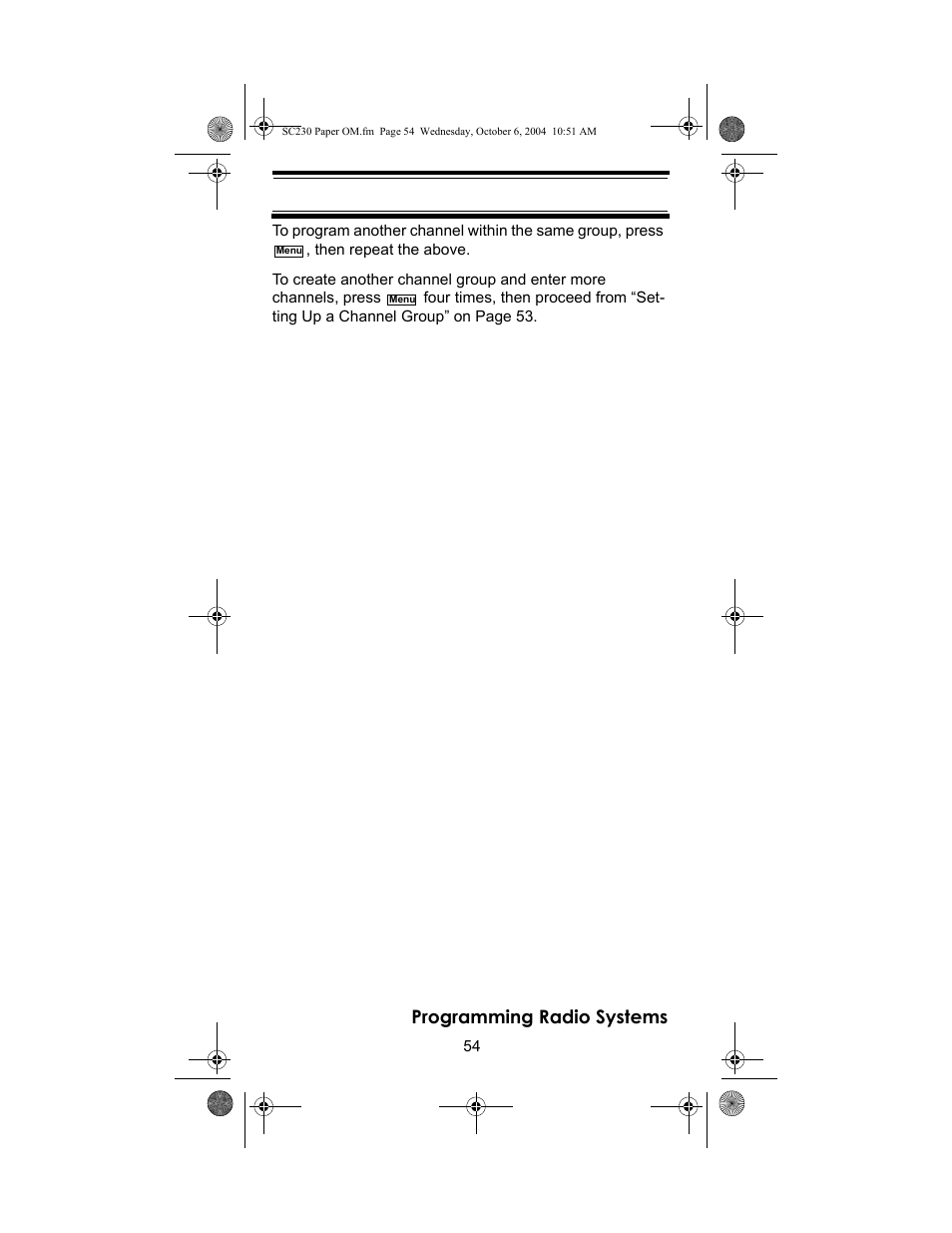 Programming radio systems | Uniden SC230 User Manual | Page 54 / 99