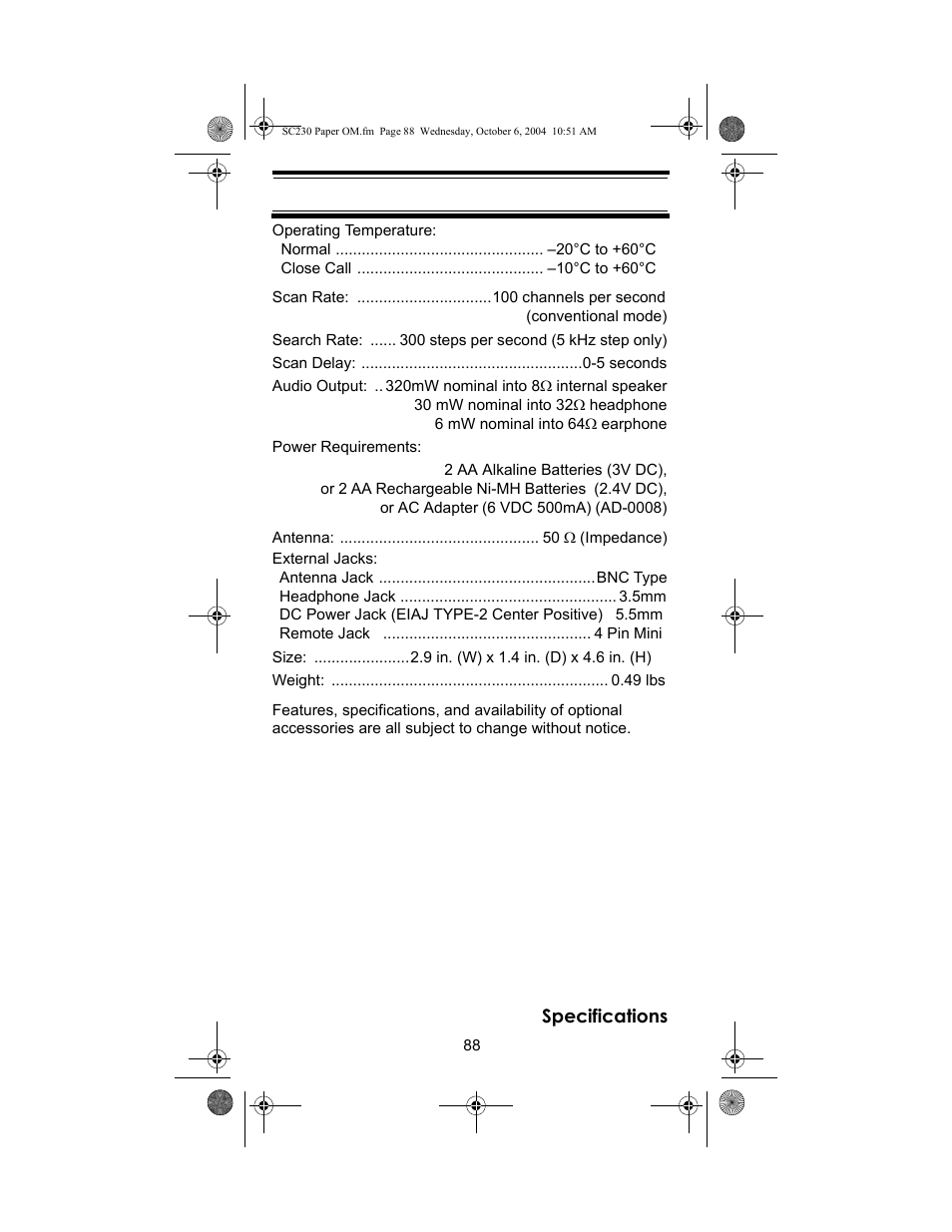 Uniden SC230 User Manual | Page 88 / 99