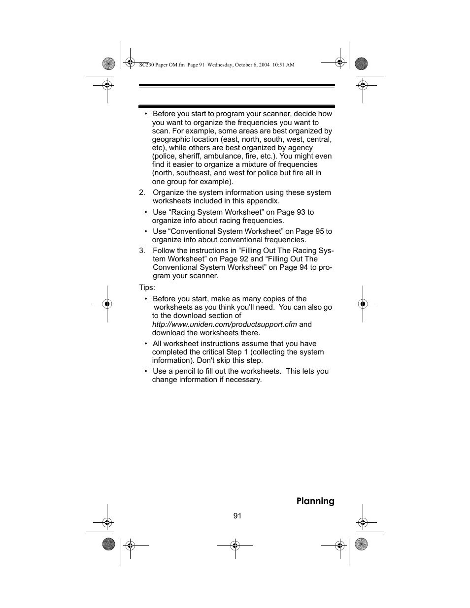 Uniden SC230 User Manual | Page 91 / 99
