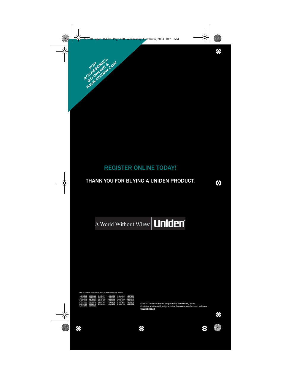 Register online today | Uniden SC230 User Manual | Page 99 / 99