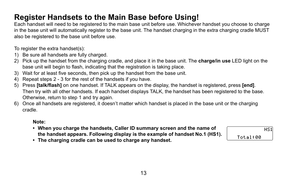 Register handsets to the main base before using, Register.handsets.to.the.main.base.before, Using | Uniden DXAI5688 User Manual | Page 14 / 68