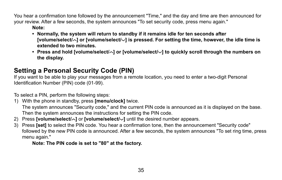 Setting.a.personal.security.code.(pin) | Uniden DXAI5688 User Manual | Page 36 / 68