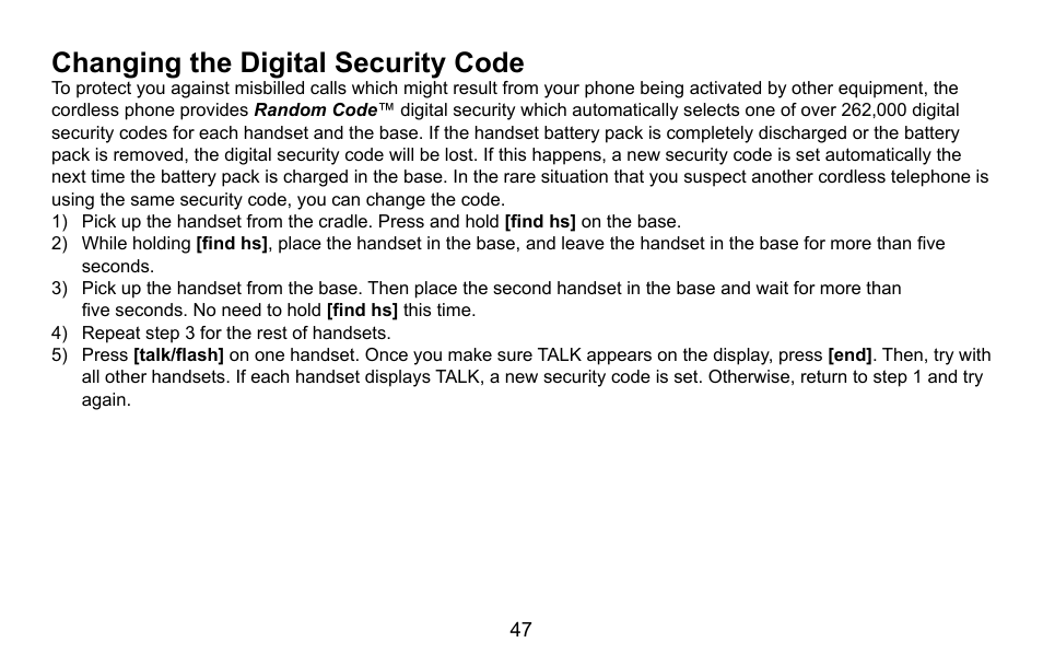 Changing the digital security code, Changing.the.digital.security.code | Uniden DXAI5688 User Manual | Page 48 / 68