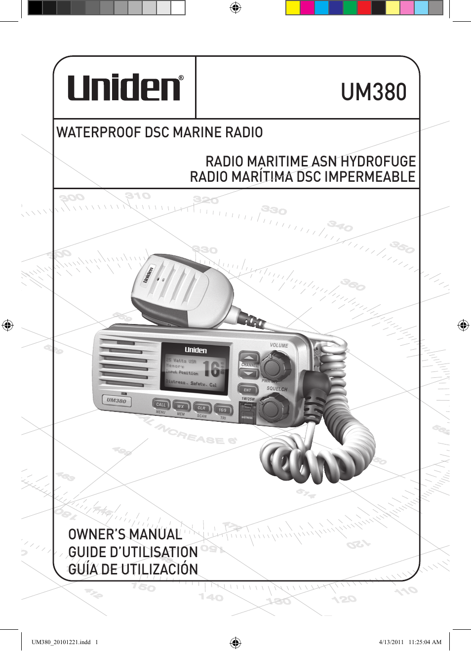 Uniden Waterproof DSC Marine Radio UM380 User Manual | 56 pages