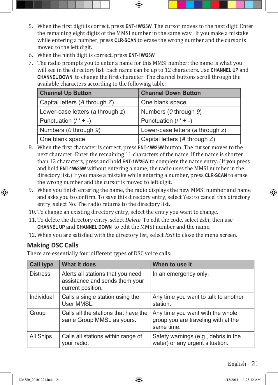 Making dsc calls | Uniden Waterproof DSC Marine Radio UM380 User Manual | Page 25 / 56