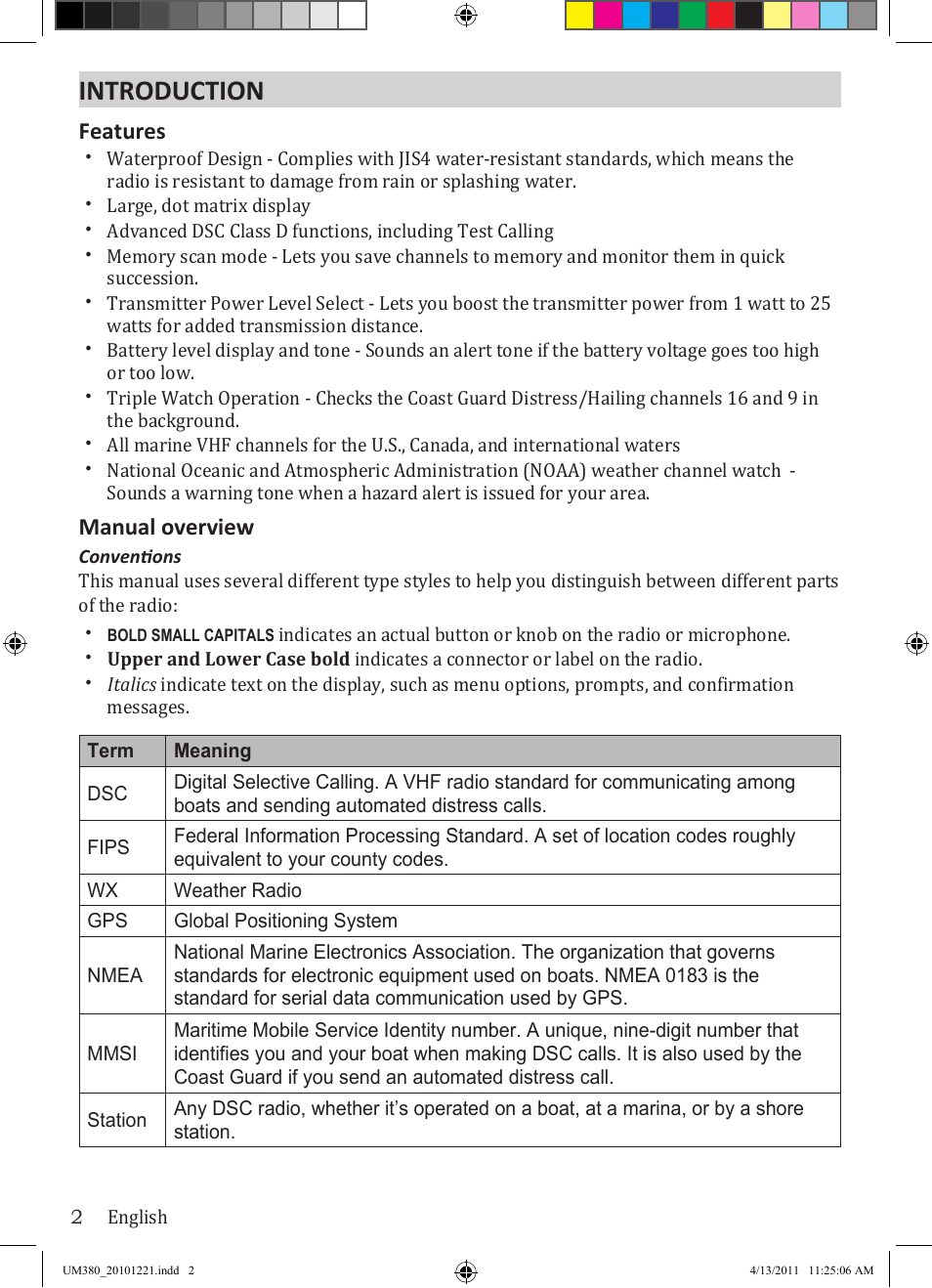 Introduction | Uniden Waterproof DSC Marine Radio UM380 User Manual | Page 6 / 56