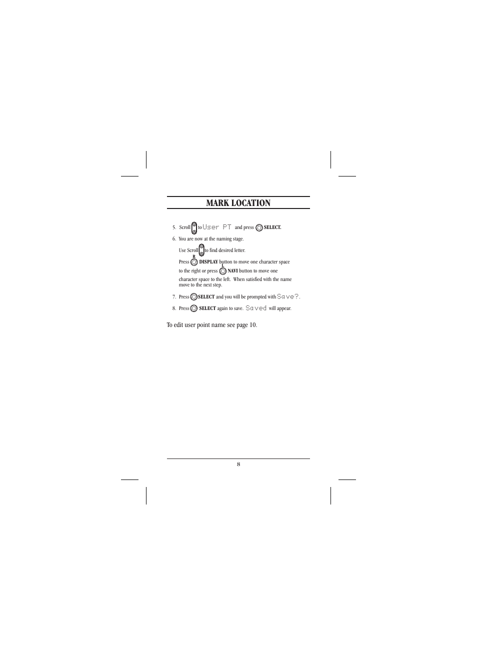 Mark location | Uniden 301 User Manual | Page 13 / 32
