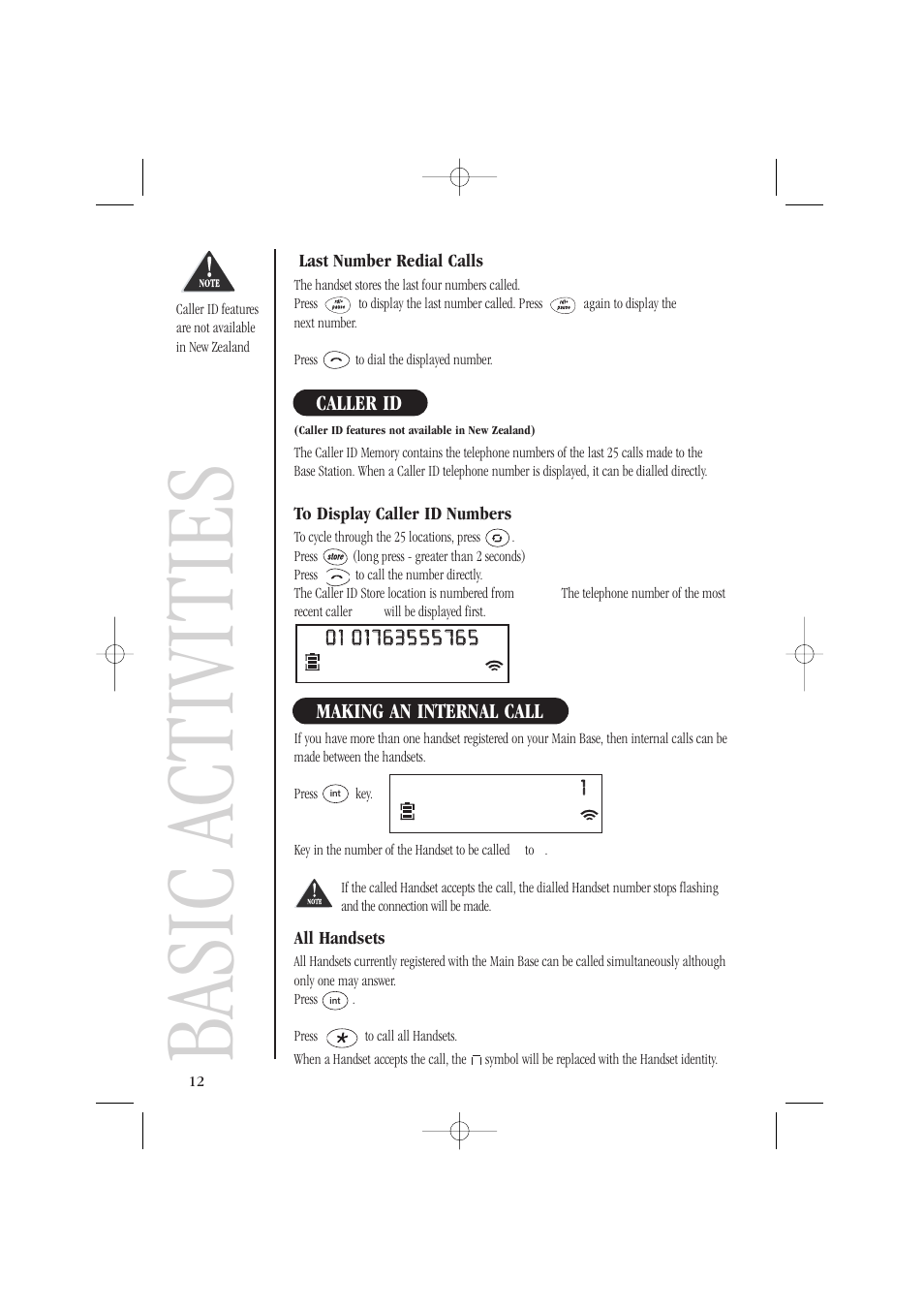 Basic activities | Uniden DECT1805 User Manual | Page 16 / 23