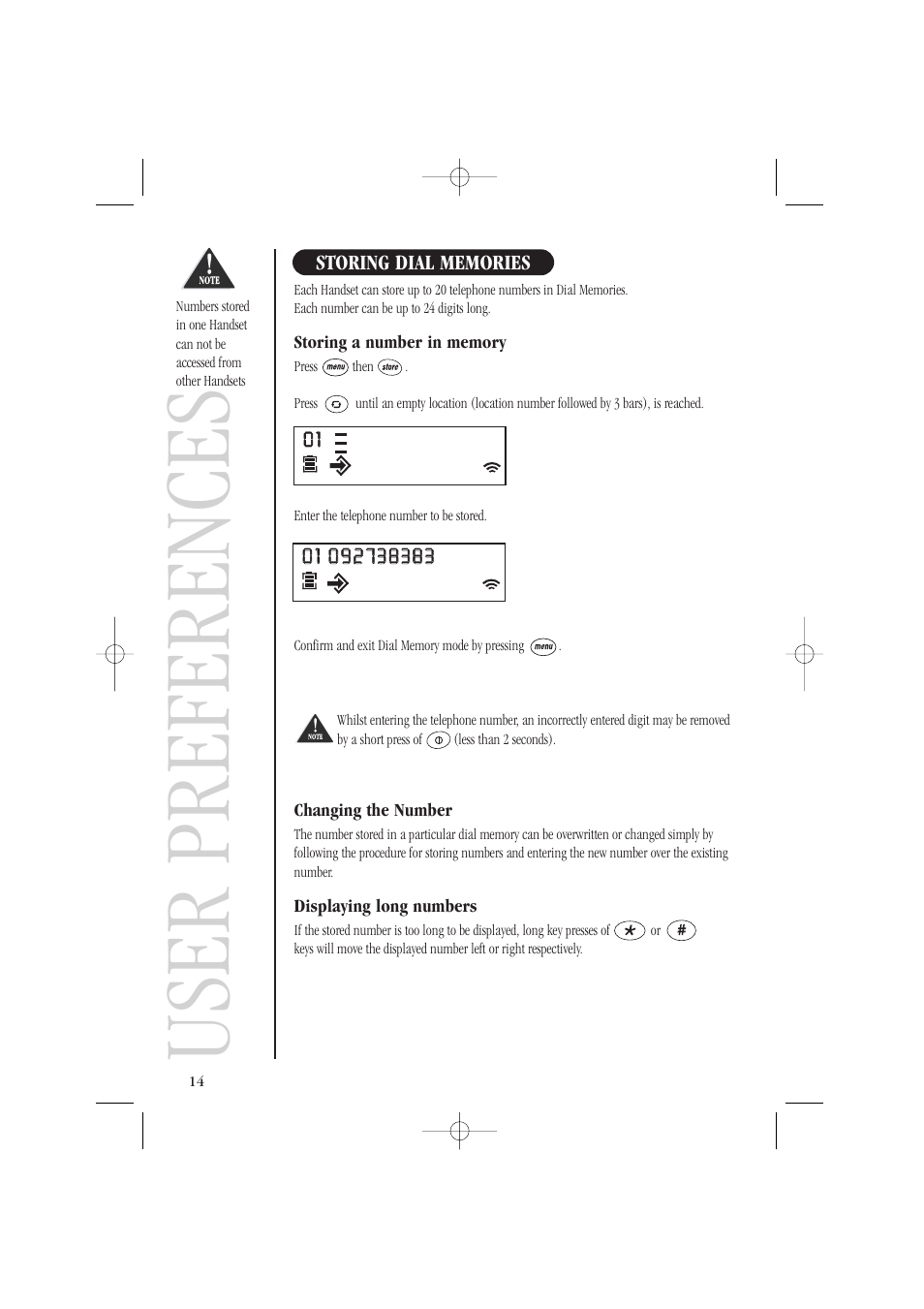 User preferences | Uniden DECT1805 User Manual | Page 18 / 23