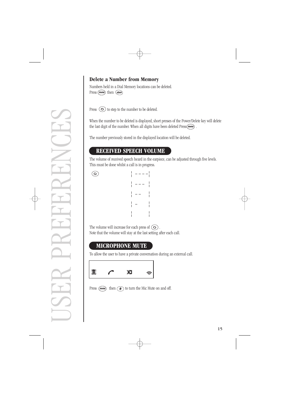 User preferences | Uniden DECT1805 User Manual | Page 19 / 23