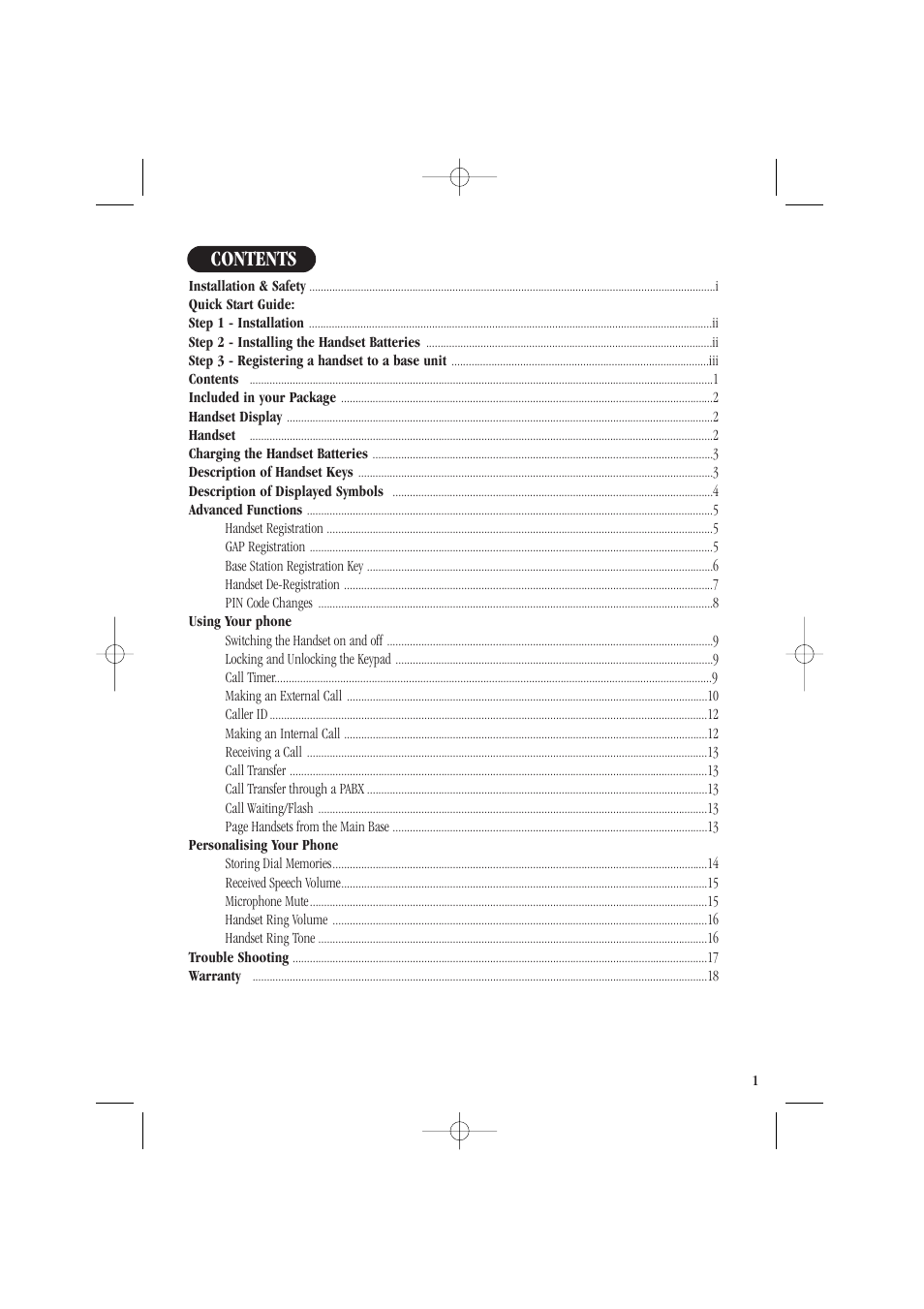 Uniden DECT1805 User Manual | Page 5 / 23