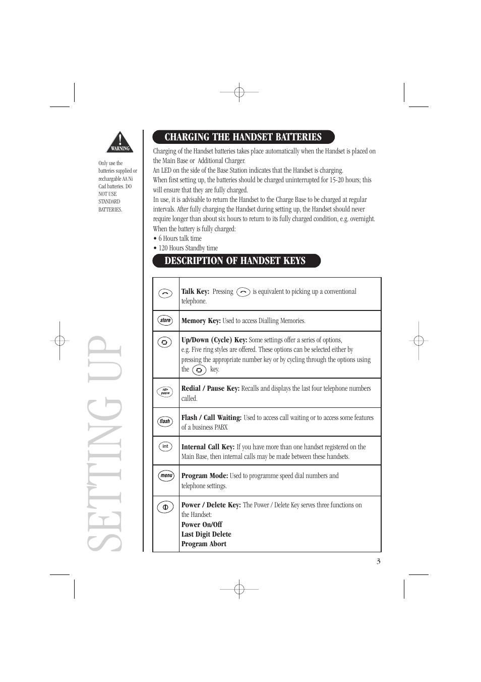 Setting up | Uniden DECT1805 User Manual | Page 7 / 23