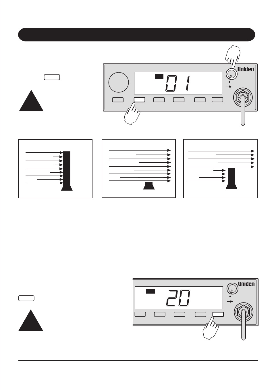 Operation, Setting the am squelch, Setting the fm squelch | Uniden model uh-090 dual band cb radio (fm & am) | Uniden UH-090 User Manual | Page 7 / 16