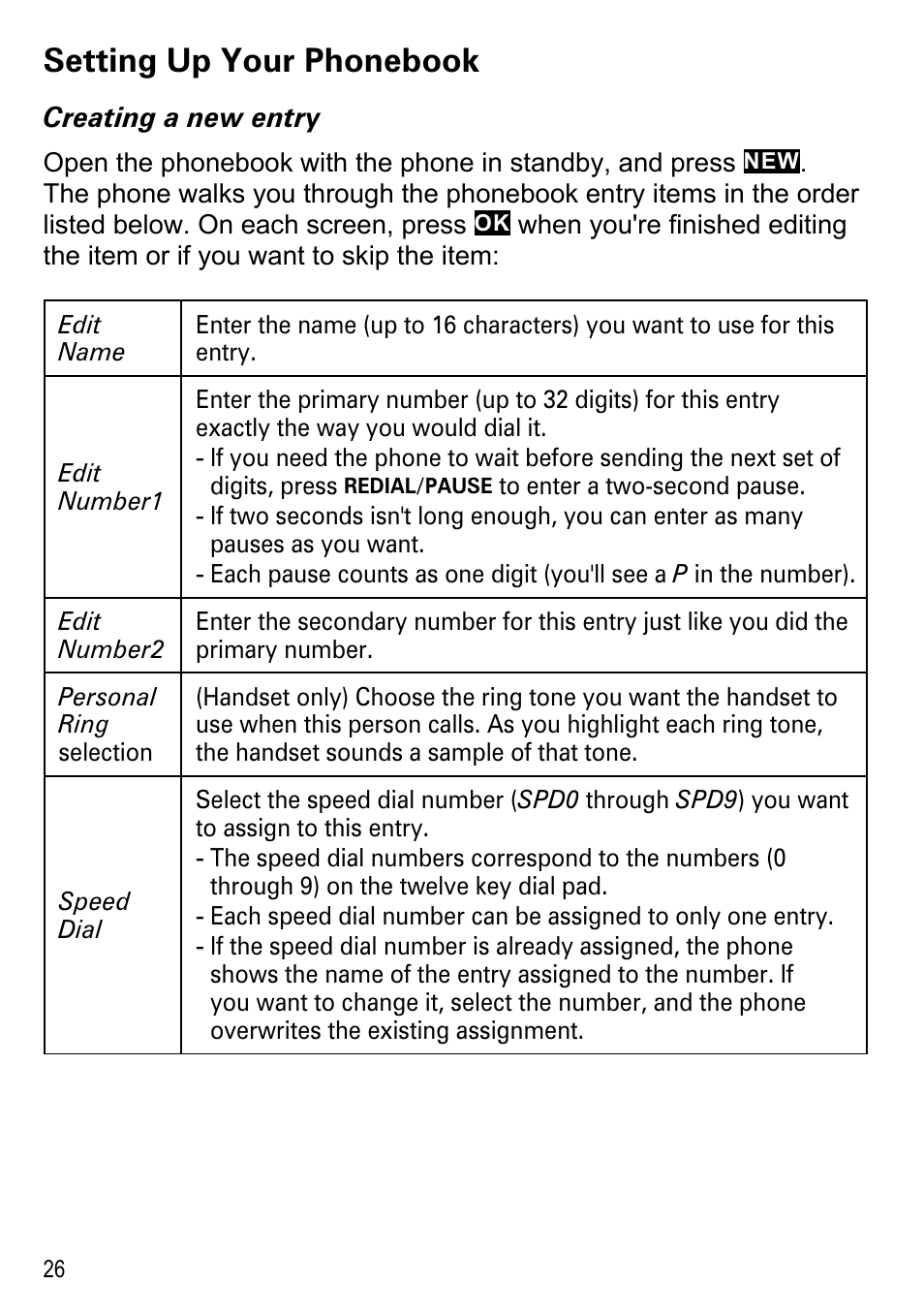 Setting up your phonebook | Uniden DECT4096 Series User Manual | Page 28 / 52