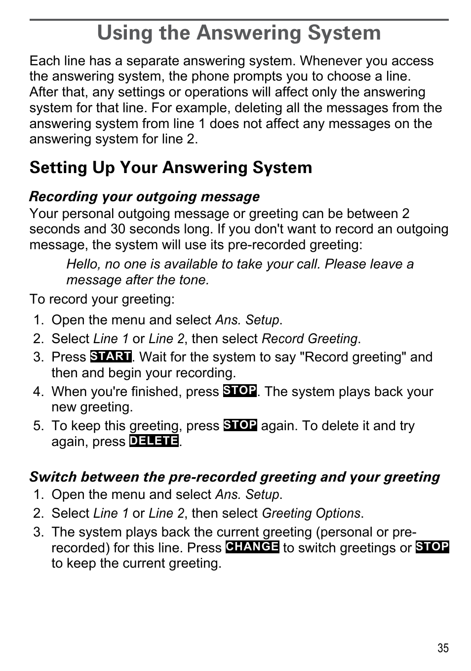 Using the answering system, Setting up your answering system | Uniden DECT4096 Series User Manual | Page 37 / 52