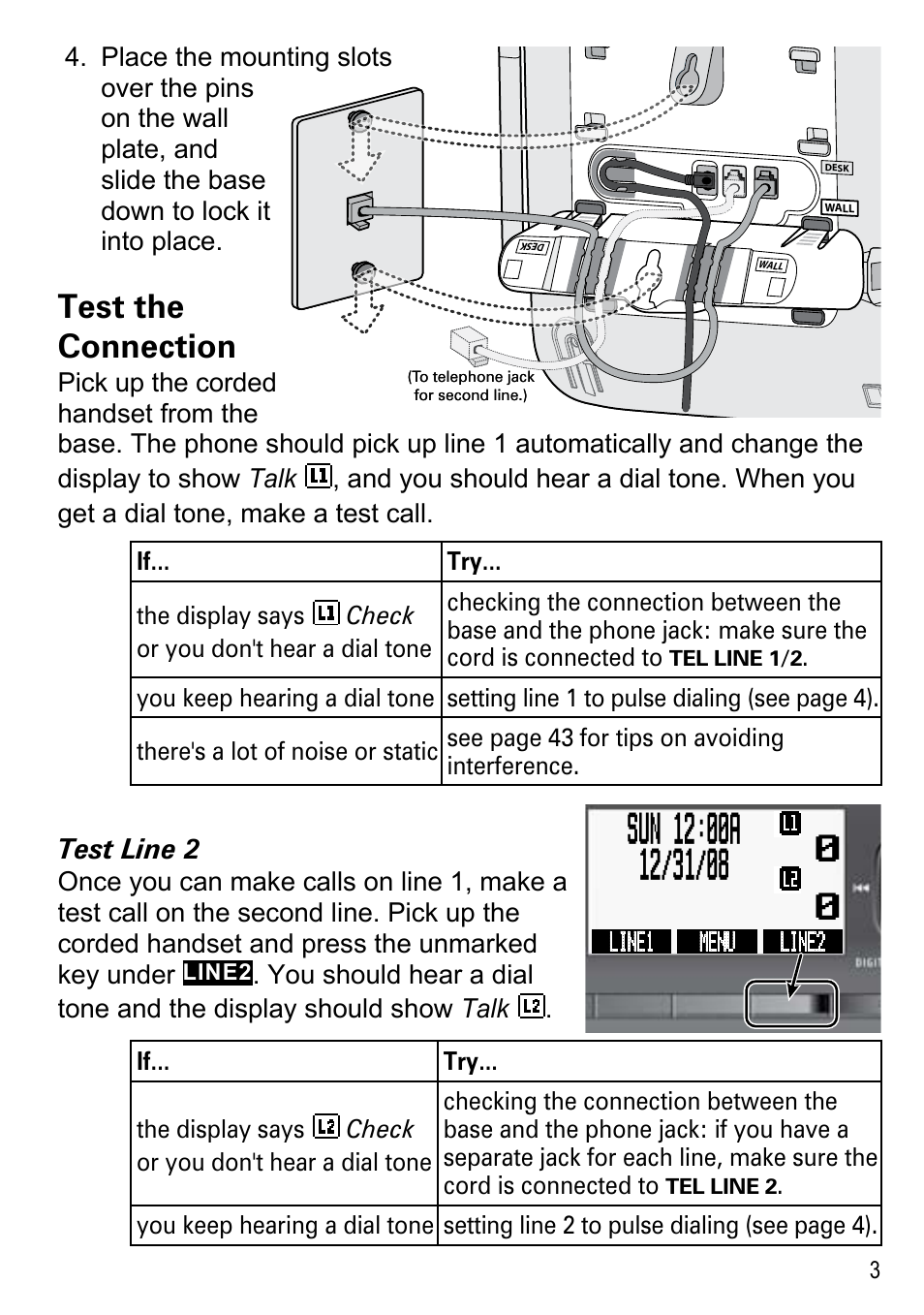 Test the connection | Uniden DECT4096 Series User Manual | Page 5 / 52