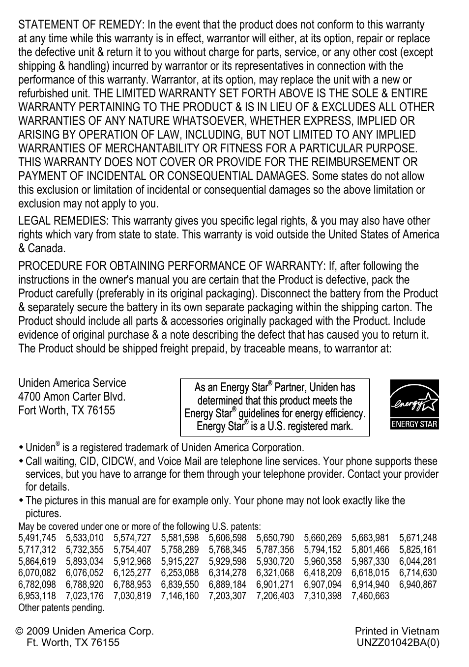 Uniden DECT4096 Series User Manual | Page 52 / 52