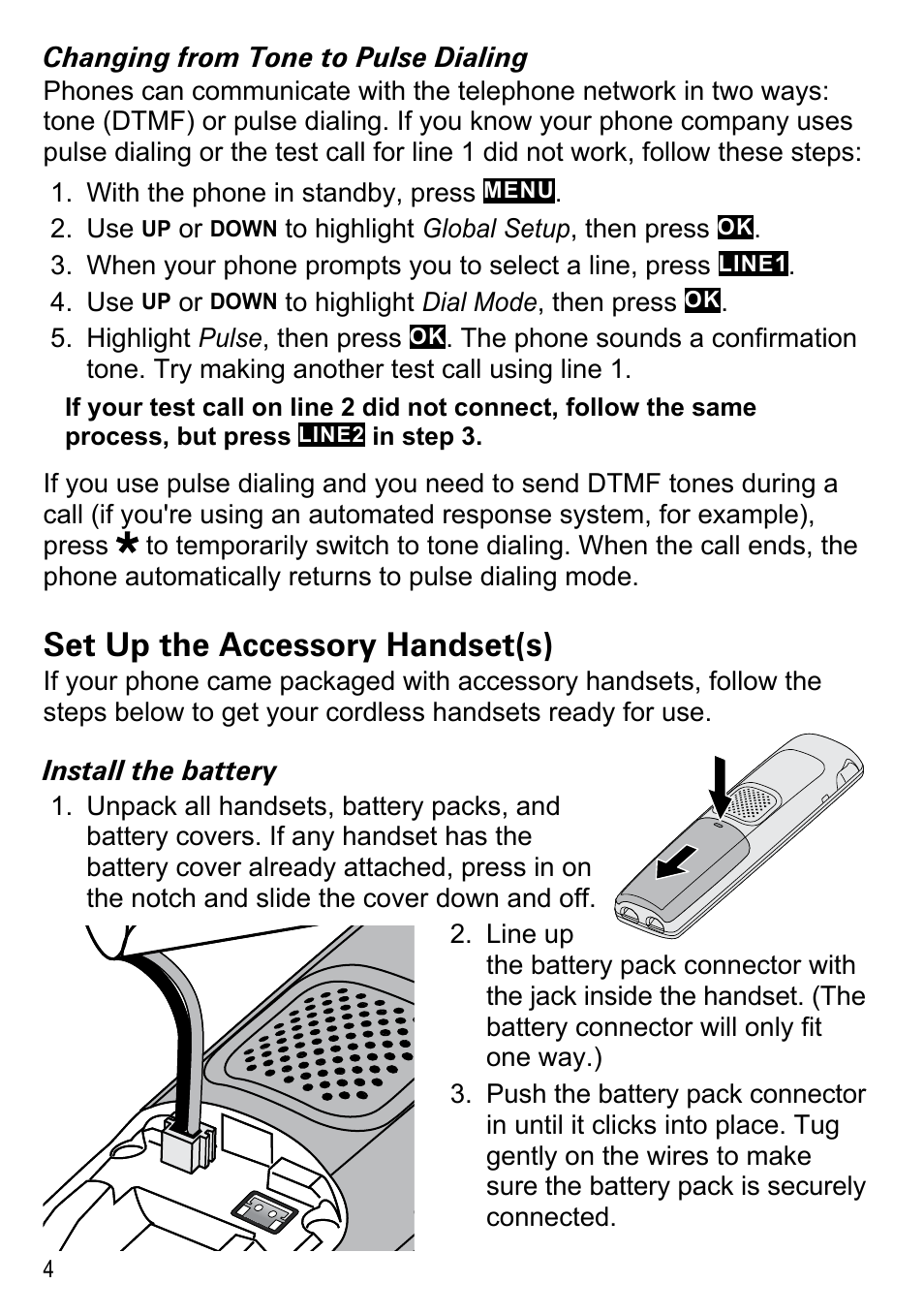 Set up the accessory handset(s) | Uniden DECT4096 Series User Manual | Page 6 / 52