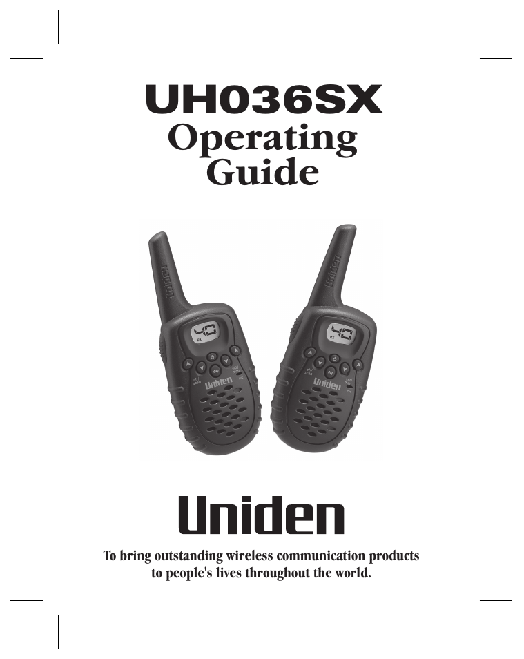 Uniden UH036SX User Manual | 12 pages