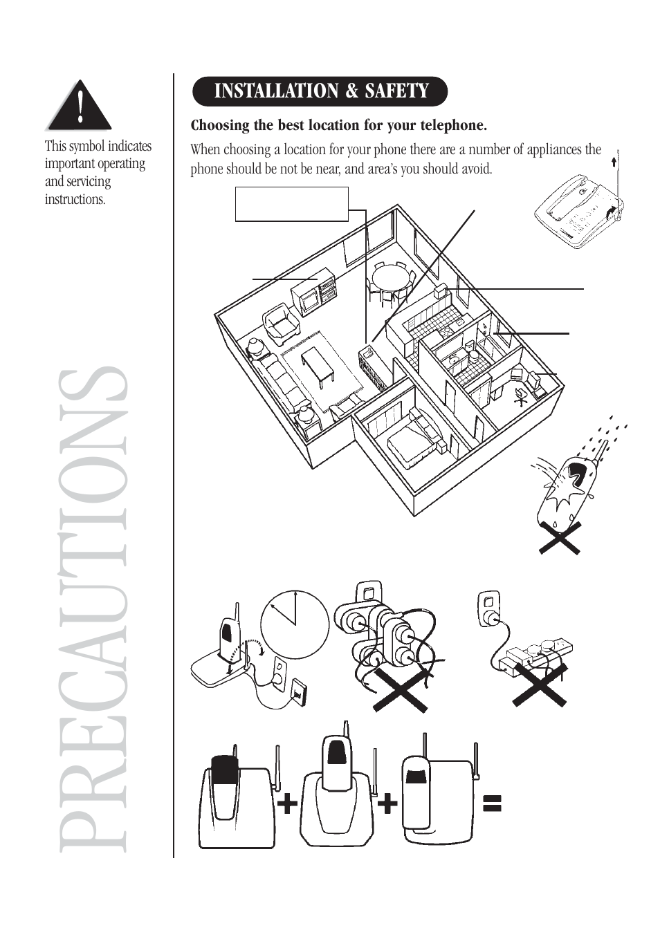 Precautions, Installation & safety | Uniden DG72 User Manual | Page 2 / 24