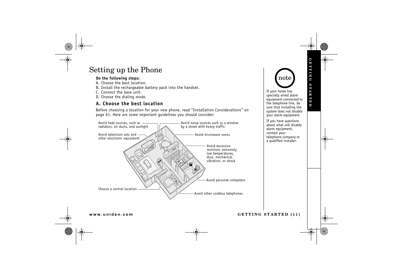 Setting up the phone | Uniden 2.4 User Manual | Page 13 / 68