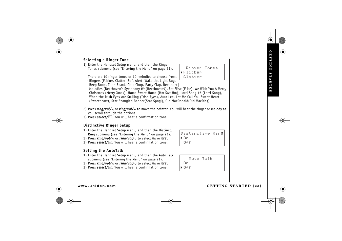 Uniden 2.4 User Manual | Page 25 / 68