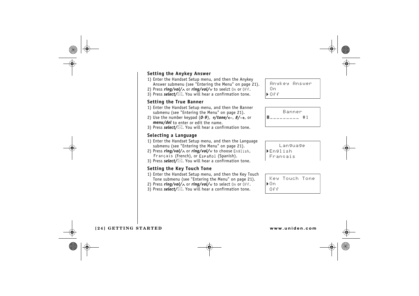 Uniden 2.4 User Manual | Page 26 / 68