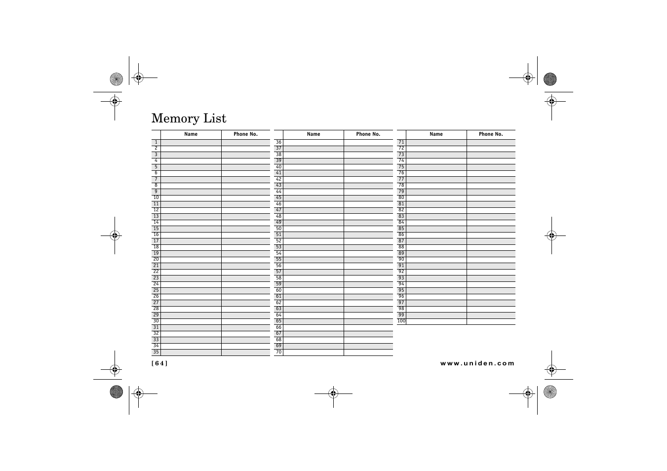 Uniden 2.4 User Manual | Page 66 / 68