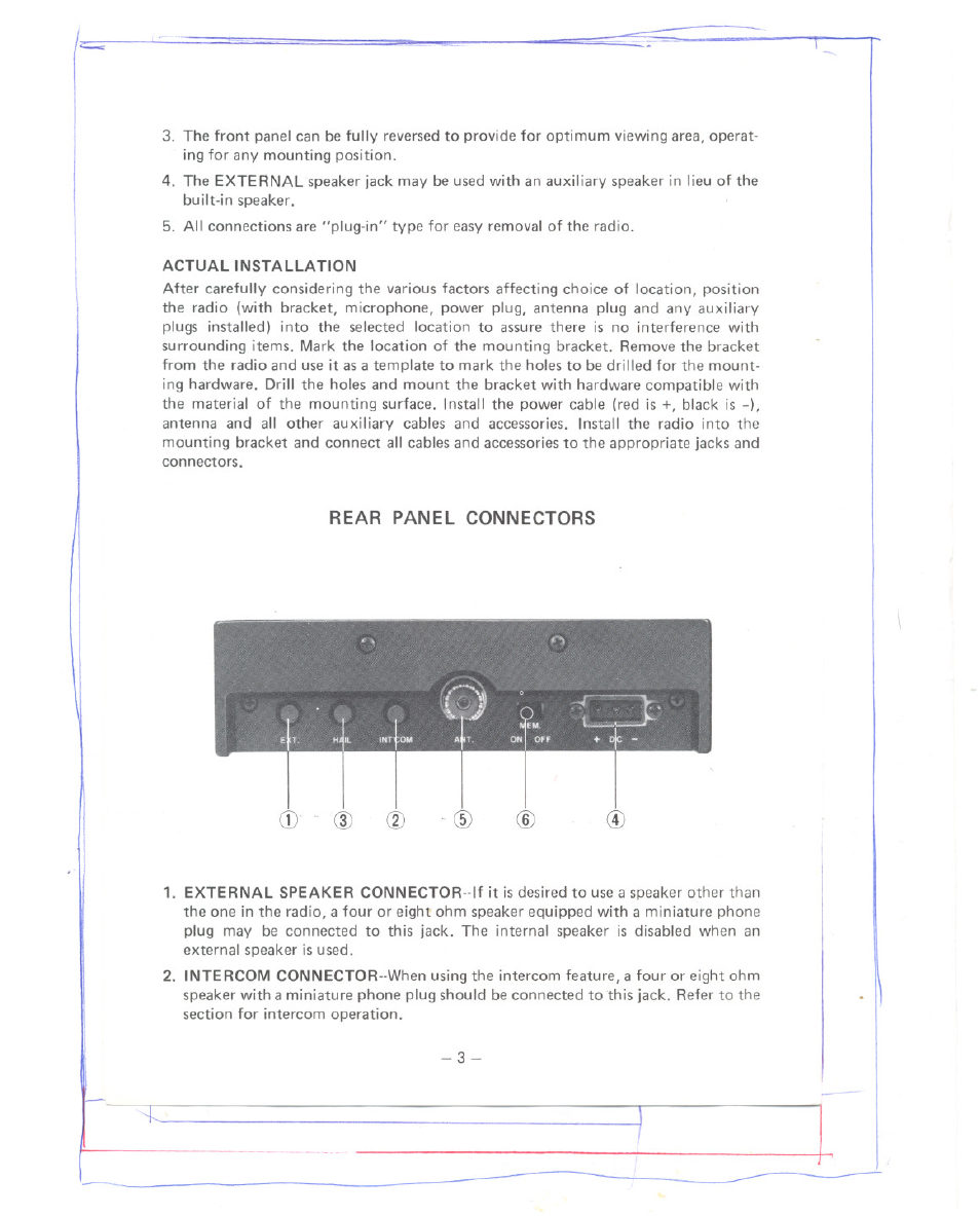 Rear panel connectors | Uniden MC 722 User Manual | Page 4 / 10