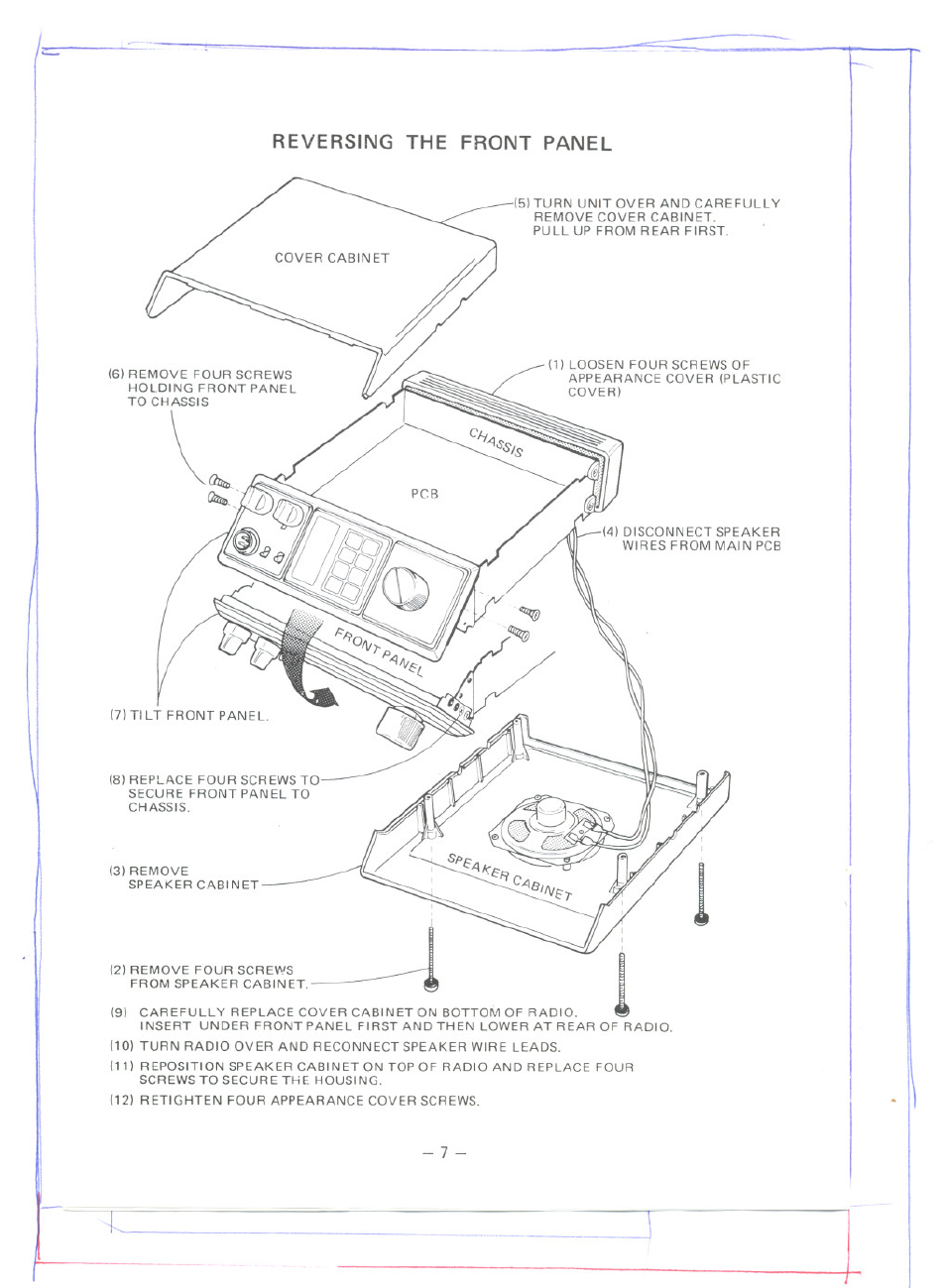 Reversing the front panel | Uniden MC 722 User Manual | Page 6 / 10