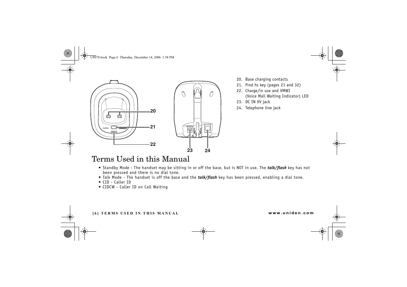 Terms used in this manual | Uniden EXI 4246 User Manual | Page 7 / 47