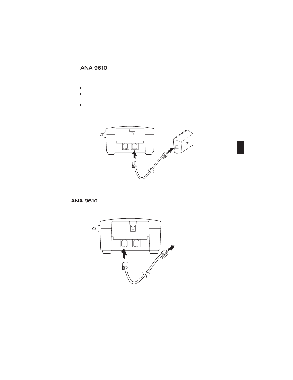 Connecting the telephone cords | Uniden ANA 9610 User Manual | Page 15 / 46