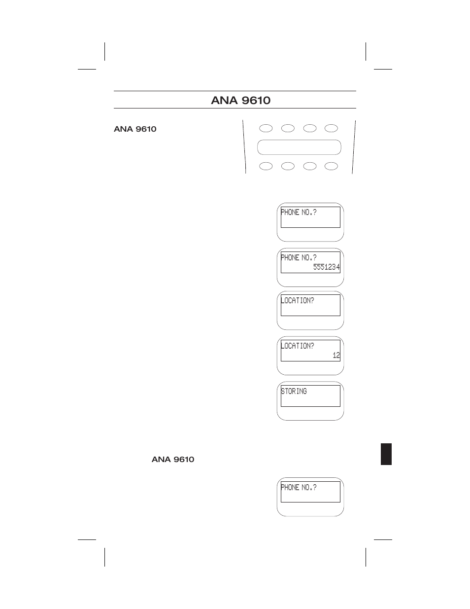 Storing a number | Uniden ANA 9610 User Manual | Page 35 / 46