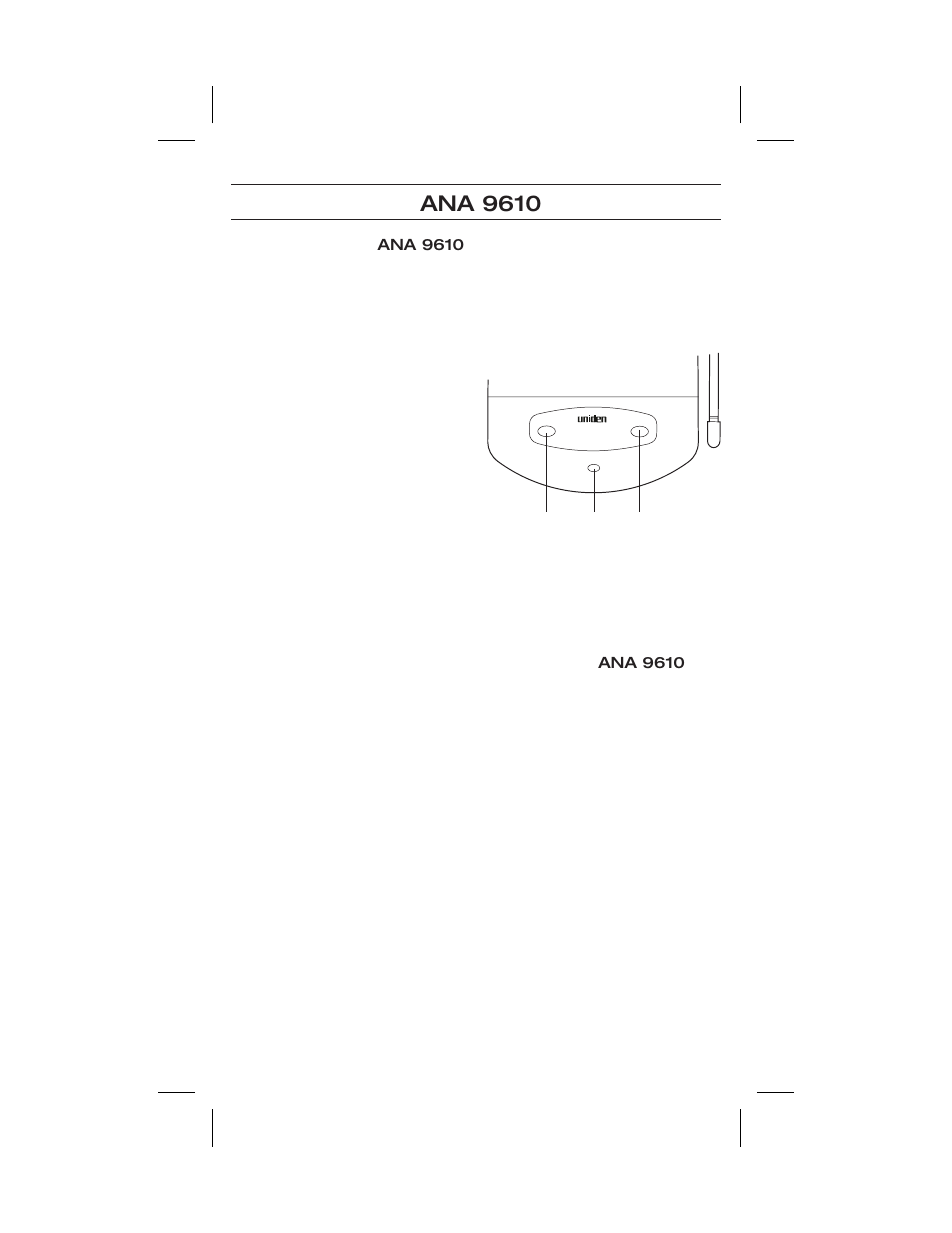 Using your ana 9610 base unit | Uniden ANA 9610 User Manual | Page 39 / 46