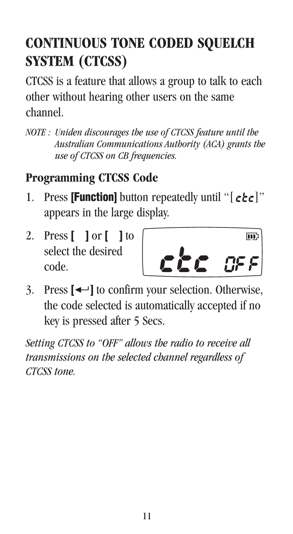 Continuous tone coded squelch system (ctcss) | Uniden UH-048XR User Manual | Page 14 / 32