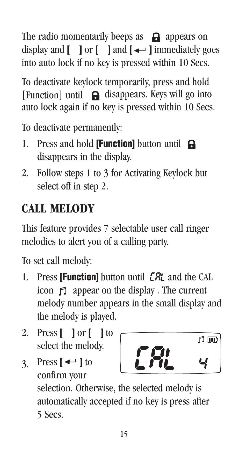 Call melody | Uniden UH-048XR User Manual | Page 18 / 32